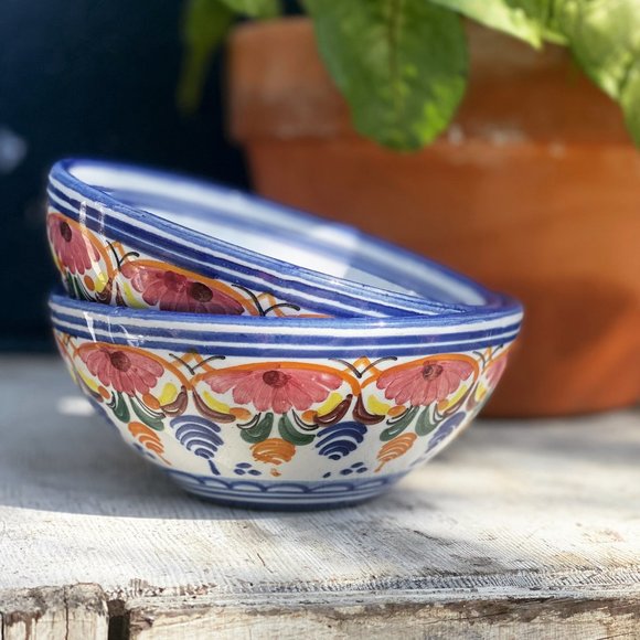 Vintage Hand painted floral Pottery Bowls
